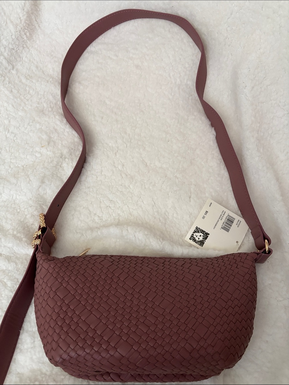Woven Crossbody Bag in Dusty Pink
